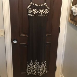 INC brown pattern maxi dress